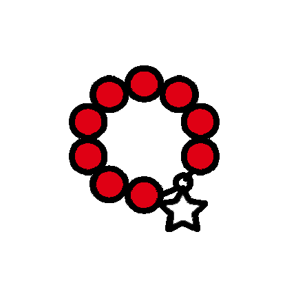 black line icon of bead bracelet with star charm