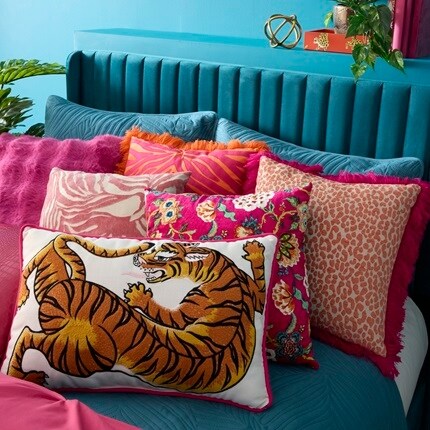 Pink jungle pillows
