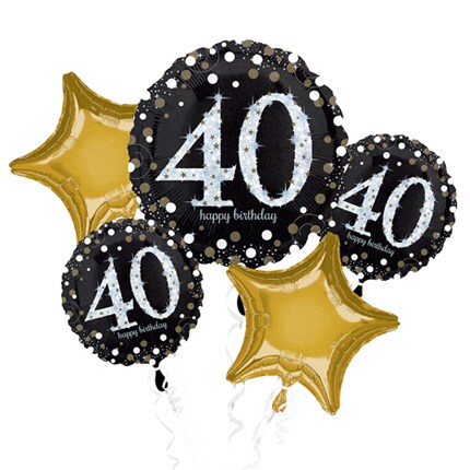 40th milestone birthday balloon bundled filled with helium