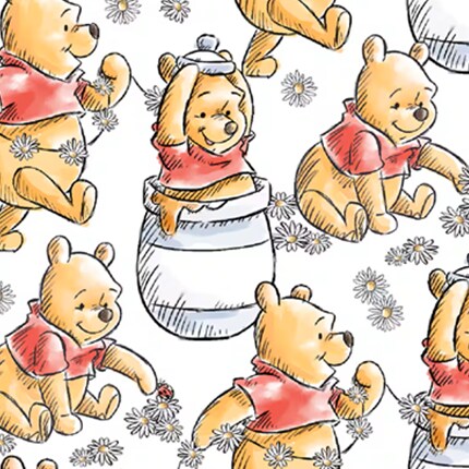 winnie the pooh bear with honey pot fabric