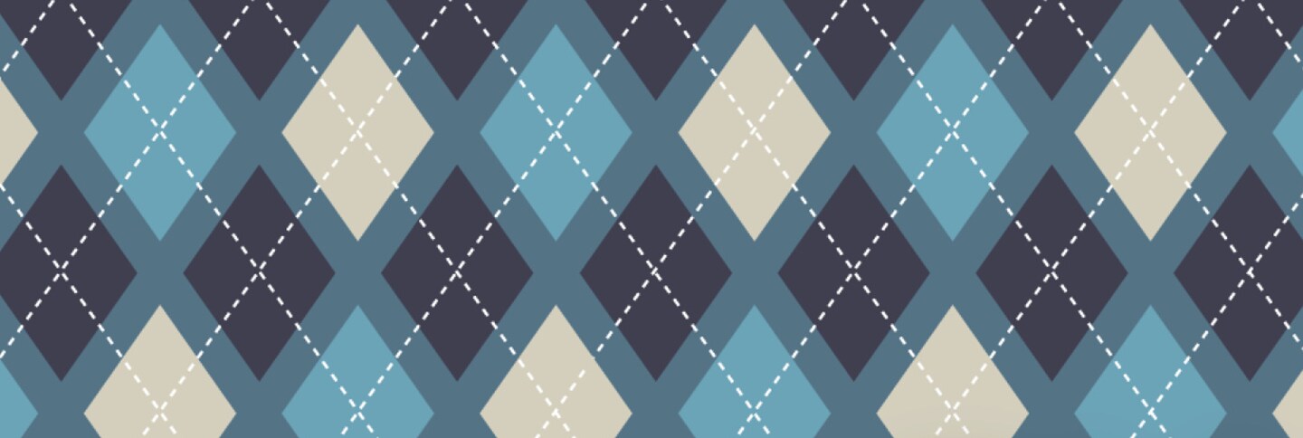 dark blue, light blue and white argyle