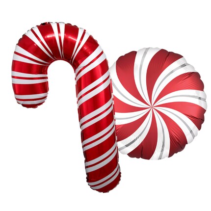 Christmas candy cane themed inflated balloons
