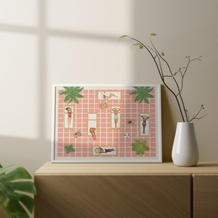 MakerPlace by Michaels Wall Print "People at the Pool" shows a minimalist design of people tanning.
