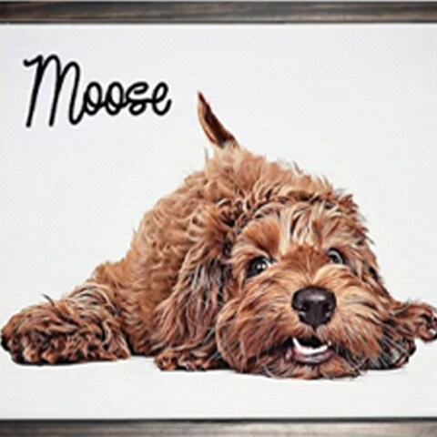 Framed painting of dog