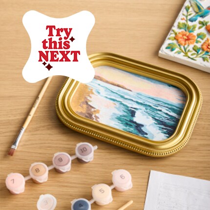 Watercolor Painting on a table with a paint set