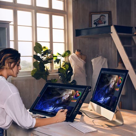 man working on an wacom art drawing tablet