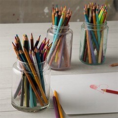 pencils in jars