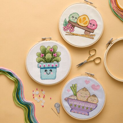 cross stitch on a table