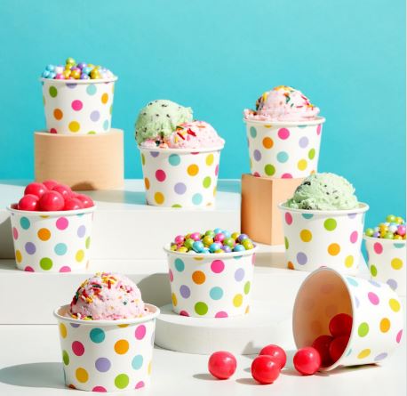 Ice cream bowls with polka dots