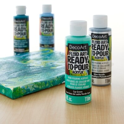 DecoArt® Fluid Art Ready to Pour Acrylic™ Silver Seas Paint Pack