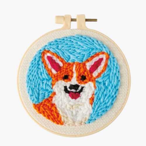 Needle punch Corgi on a canvas