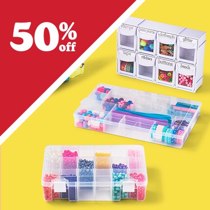 Craft Storage by Simply Tidy® on pink background