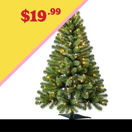 A Christmas tree with lights