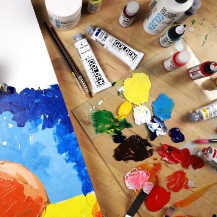 Acrylic Paint on table