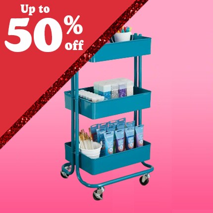 Rolling Cart on pink background