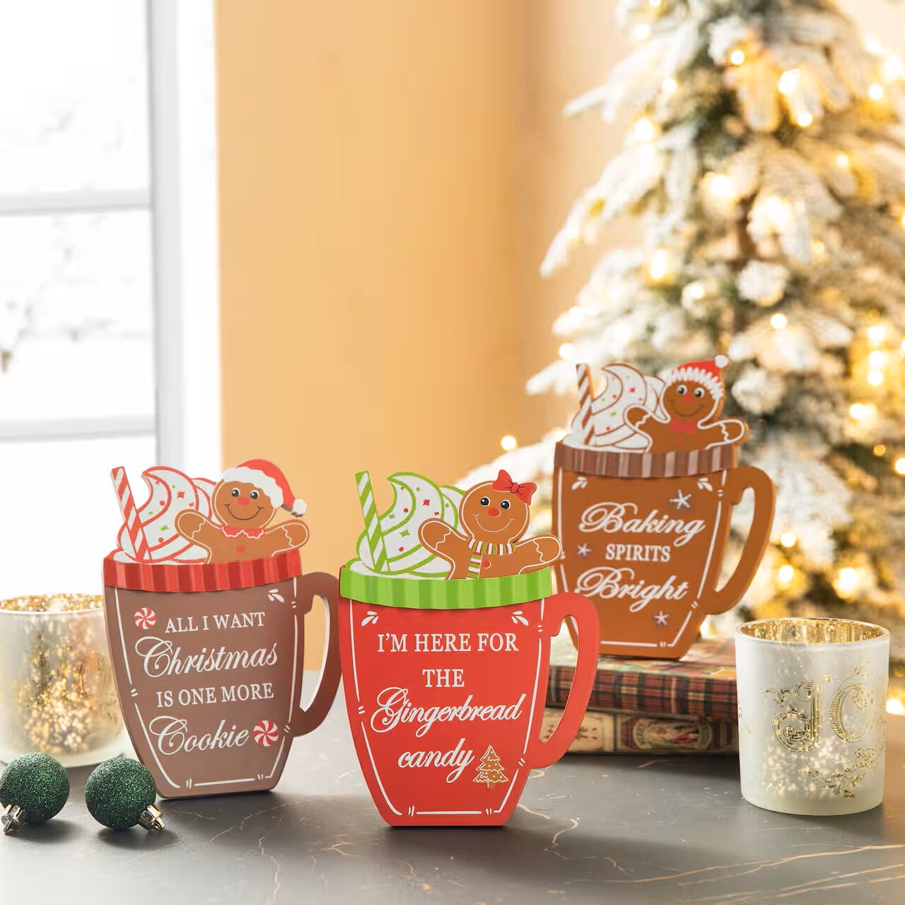 Glitzhome Christmas Mugs Tabletop Decor