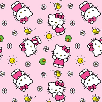 hello kitty images on pink floral background