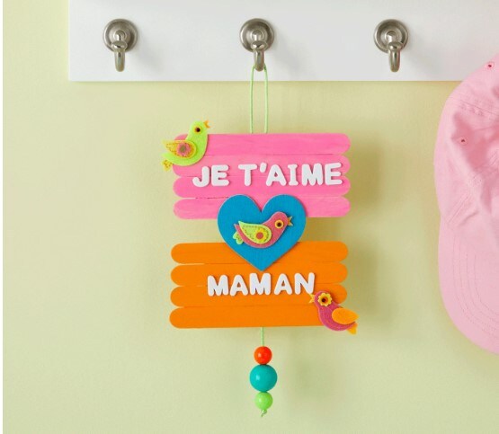 Enseigne de bâtonnets d'artisanat Je t'aime Maman