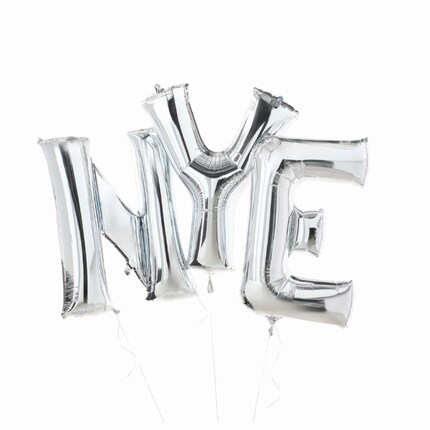 silver number balloons new years eve