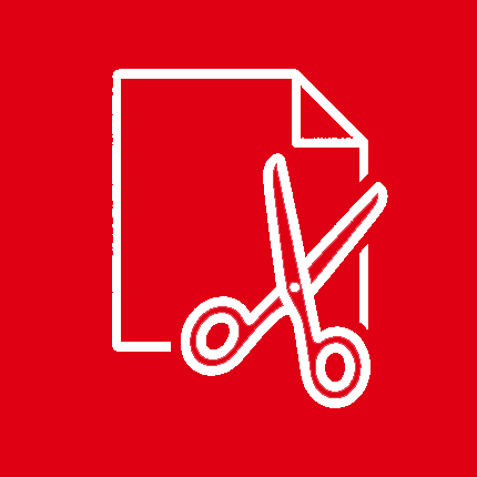 white outline of scissors on black background