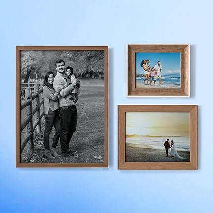 three wood frames in varied sizes