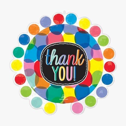 thank you mylar balloon with colorful dots