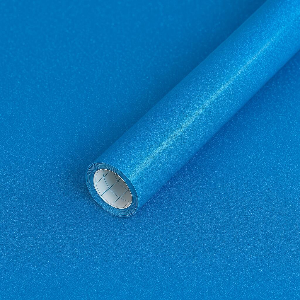 roll of blue shimmer vinyl
