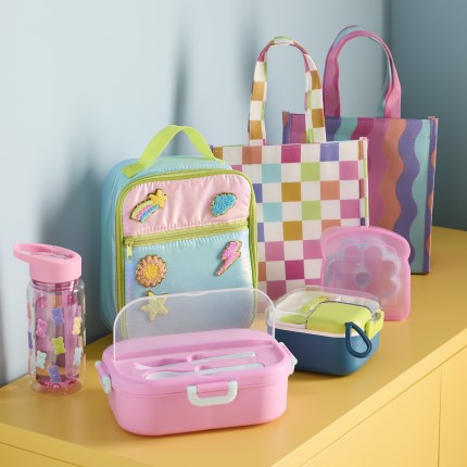 Bento box against a pink wall