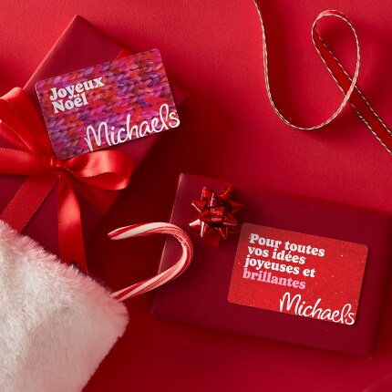 Gifts card in a stocking with trimming