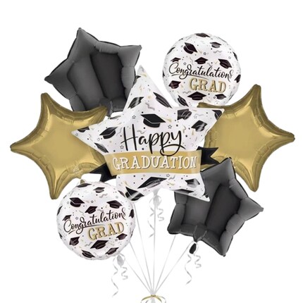 Graduation themed inflated balloons
