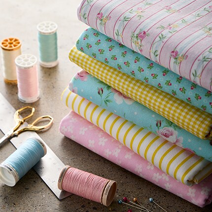 fabric in blue and white print