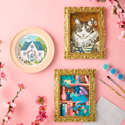 Watercolor Painting on a table with a paint set