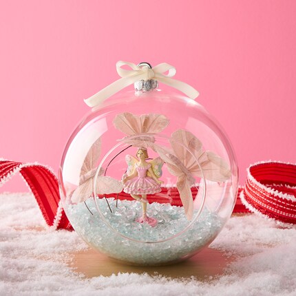 Clear glass ornament with ballerina 