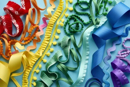 colorful trim on blue background