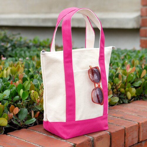canvas and pink boat bag