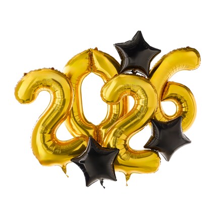 gold number balloons new years eve