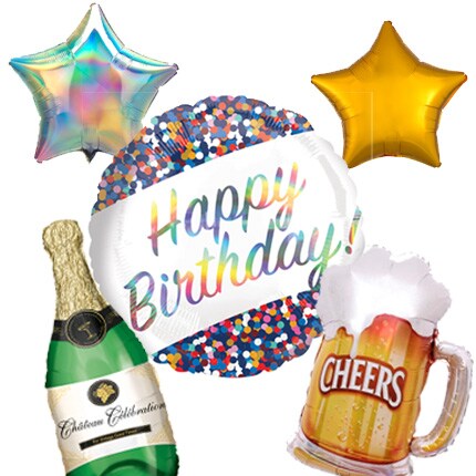 cheers themed helium filled birthday balloons