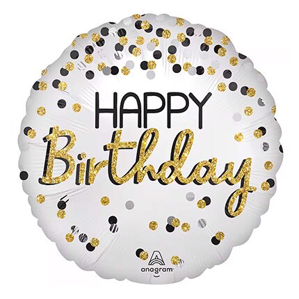 happy birthday balloon with confetti