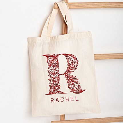 initial tote bag