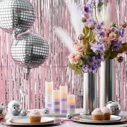 silver and pink party scene