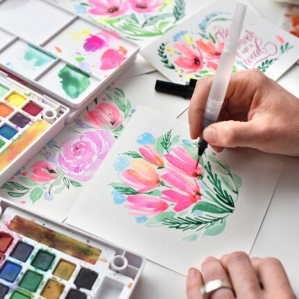 watercolor pallet on table