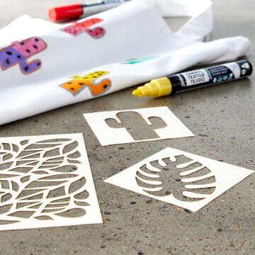 A marker and stencils