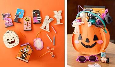 Kids DIY crafts to spell SPOOKY and boo bucket stuffers