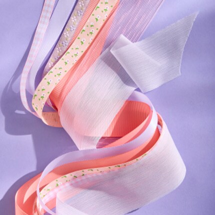 Purple pink floral ribbon