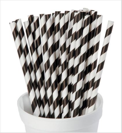 black white paper straws