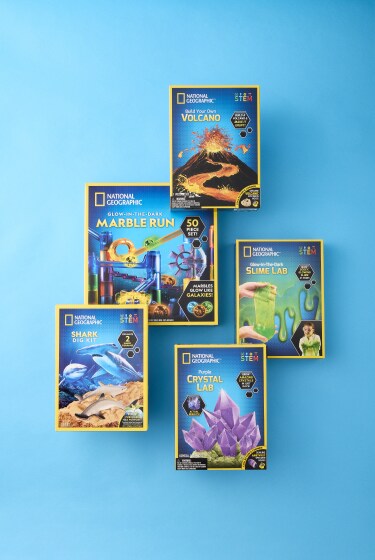 Various kids activity kits displayed