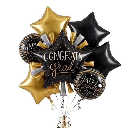 Graduation themed inflated balloons