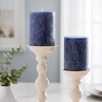 2 blue pillars on cream holders