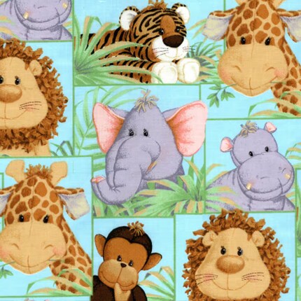 baby jungle animals fabric