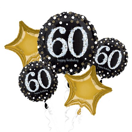 60th milestone birthday balloon bundled filled with helium